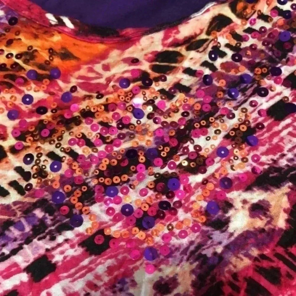 M fasis by California blues plus size 1X purple over multicolored with sequins - Picture 8 of 9